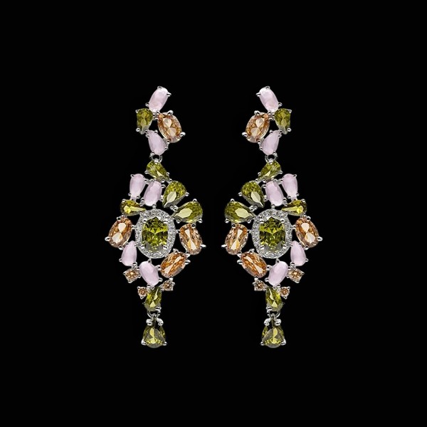 Pendientes Baccara de plata y cuarzos Cavalier