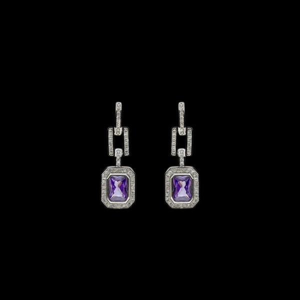 Pendientes Gina de plata y cuarzo amatista Paese