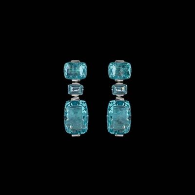 Pendientes Gina de plata y cuarzo aguamarina RealtÃ