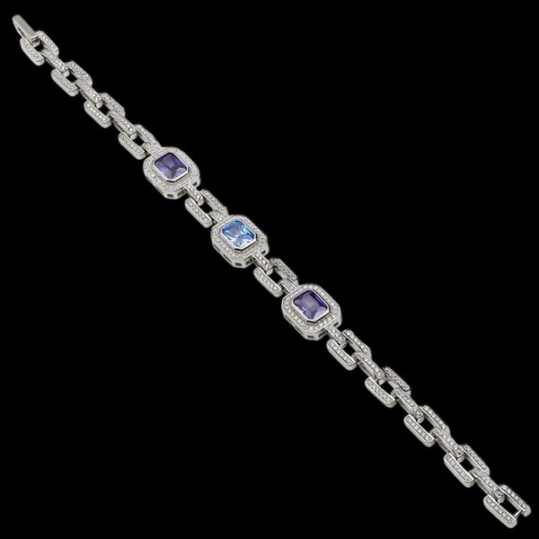 Pulsera Gina de plata y cuarzo aguamarina y amatista Paese