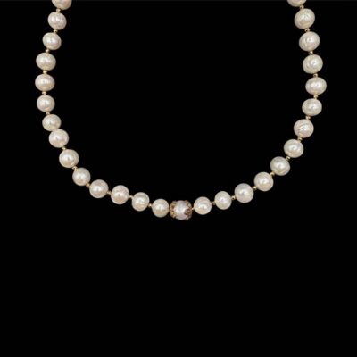 Collar Oyster de plata dorada y perla Ostralis