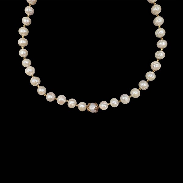 Collar Oyster de plata dorada y perla Ostralis