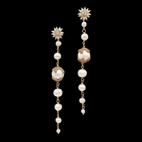 Pendientes Oyster de plata dorada y perla Auralis