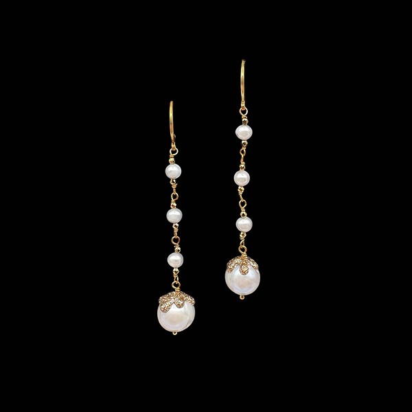 Pendientes Oyster de plata dorada y perla Abissae