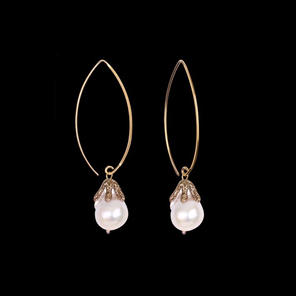 Pendientes Oyster de plata dorada y perla Abulon