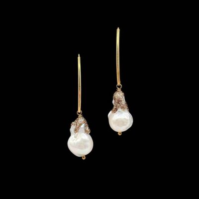 Pendientes Oyster de plata dorada y perla Abulon