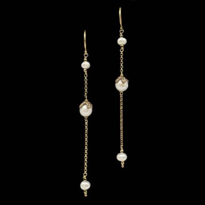 Pendientes Oyster de plata dorada y perla Inarae