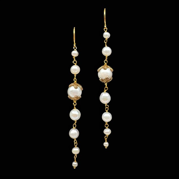 Pendientes Oyster de plata dorada y perla Ostralis