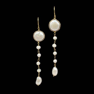 Pendientes Oyster de plata dorada y perla Subelia