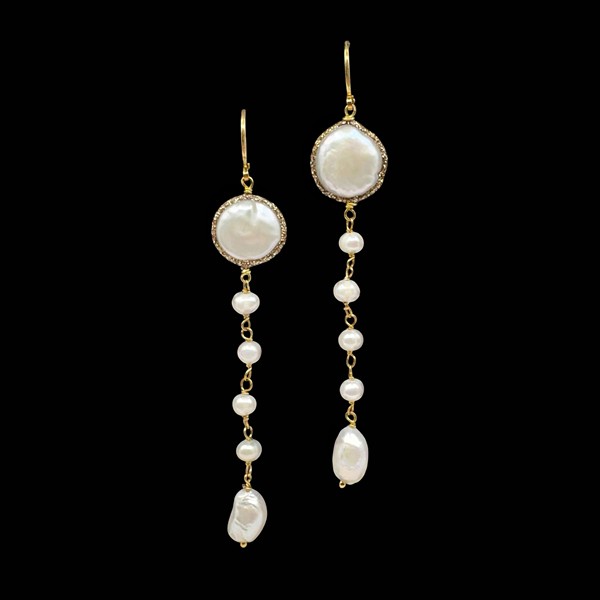 Pendientes Oyster de plata dorada y perla Subelia