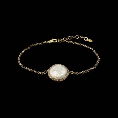 Pulsera Oyster de plata dorada y perla Abisal
