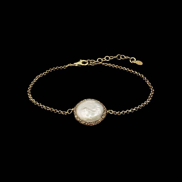 Pulsera Oyster de plata dorada y perla Abisal