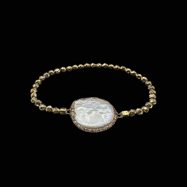 Pulsera Oyster de plata dorada y perla Nacre