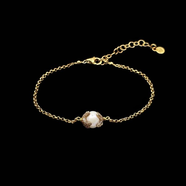 Pulsera Oyster de plata dorada y perla Ostralis