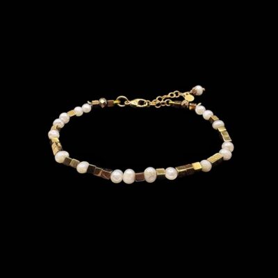 Pulsera Oyster de plata dorada y perla Selyra