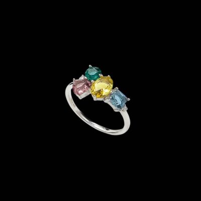 Anillo Baccara de plata y cuarzos Élégance