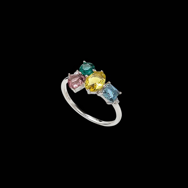Anillo Baccara de plata y cuarzos Élégance
