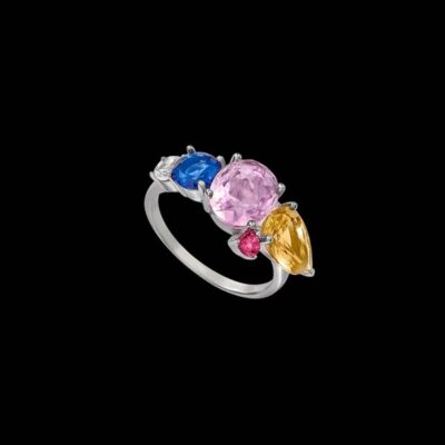 Anillo Baccara de plata y cuarzos Lumière