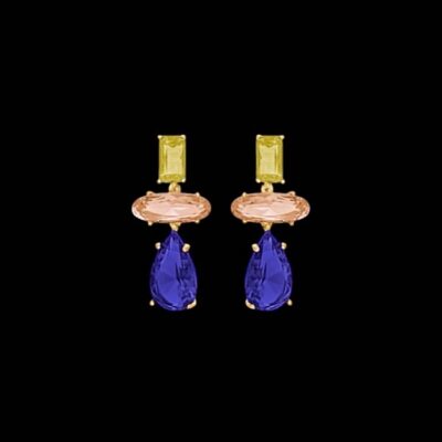 Pendientes Baccara de plata dorada y cuarzos azules Wings
