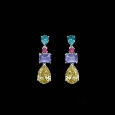 Pendientes Baccara de plata y cuarzo amarillo Secret