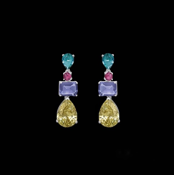 Pendientes Baccara de plata y cuarzo amarillo Secret