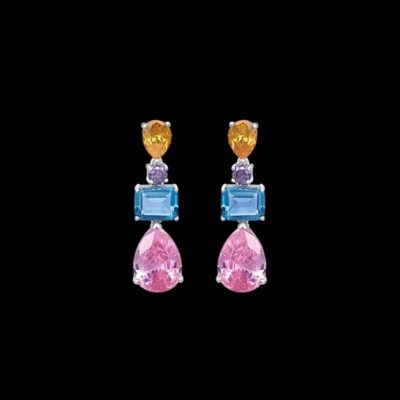 Pendientes Baccara de plata y cuarzo rosa Secret
