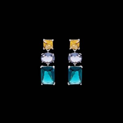 Pendientes Baccara de plata y cuarzo azul Velour