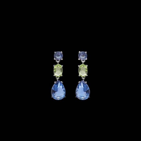 Pendientes Baccara de plata y cuarzo azul Velvet