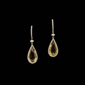 Pendientes Eggo de oro, citrinos y diamantes Caalm