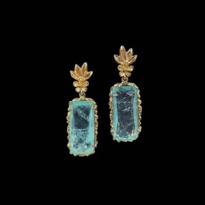 Pendientes de plata dorada y cuarzo menta