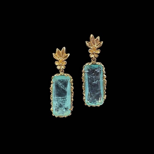 Pendientes de plata dorada y cuarzo menta Pendientes de plata dorada y cuarzo menta
