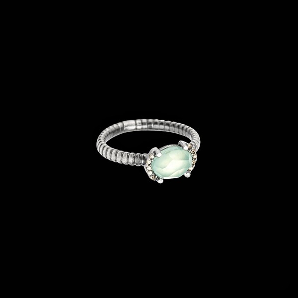 Anillo Enigma de plata y calcedonia Aura