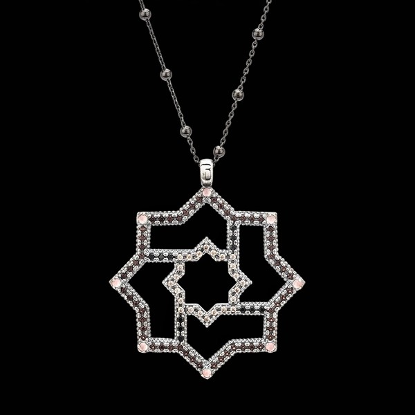 Colgante Enigma de plata y cuarzo rosa Mudéjar Colgante Enigma de plata y cuarzo rosa Mudéjar