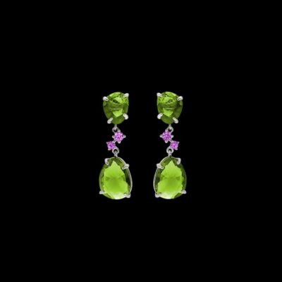Pendientes Baccara de plata y cuarzo verde Laredo