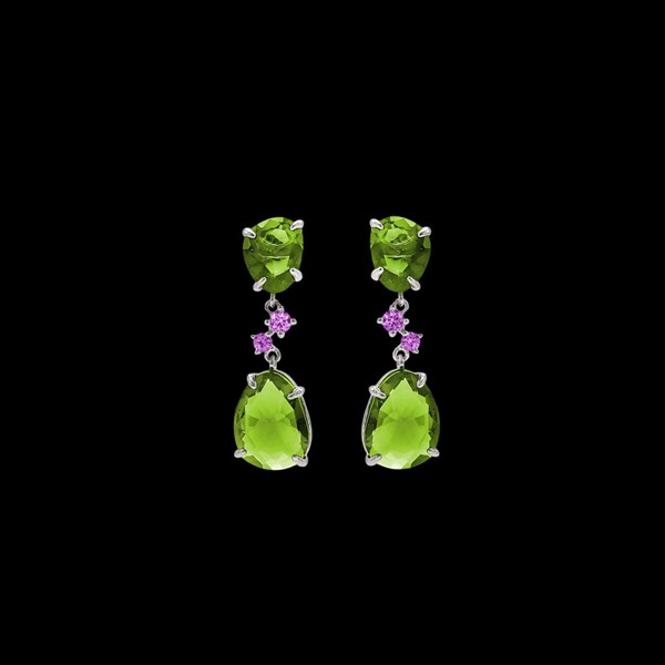 Pendientes Baccara de plata y cuarzo verde Laredo Pendientes Baccara de plata y cuarzo verde Laredo