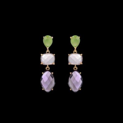 Pendientes Baccara de plata dorada y cuarzos Soul