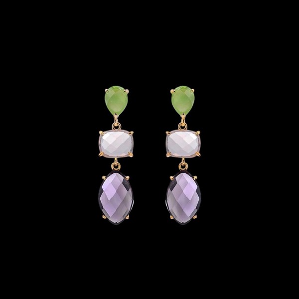 Pendientes Baccara de plata dorada y cuarzos Soul Pendientes Baccara de plata dorada y cuarzos Soul