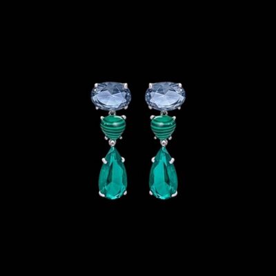 Pendientes Baccara de plata y malaquita Passion