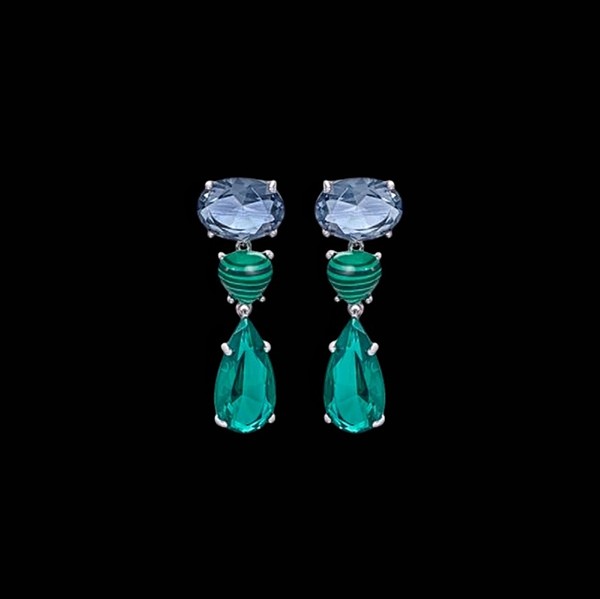 Pendientes Baccara de plata y malaquita Passion