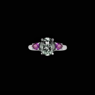 Anillo Gina de plata y amatista verde y morada Ossessione