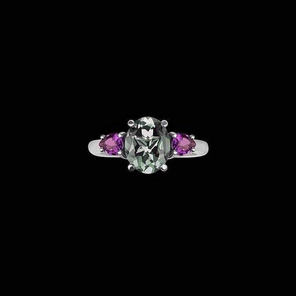 Anillo Gina de plata y amatista verde y morada Ossessione