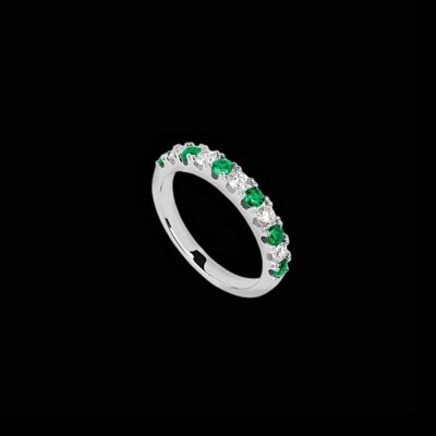 Anillo Musa de plata y circonitas esmeralda Fleming