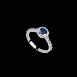 Anillo Musa de plata y circonitas zafiro Despina