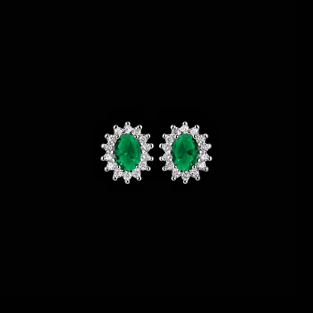 Pendientes Musa de plata y circonitas esmeralda Diana Pendientes Musa de plata y circonitas esmeralda Diana