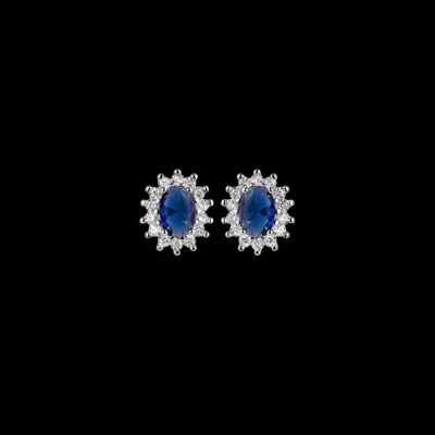Pendientes Musa de plata y circonitas zafiro Diana