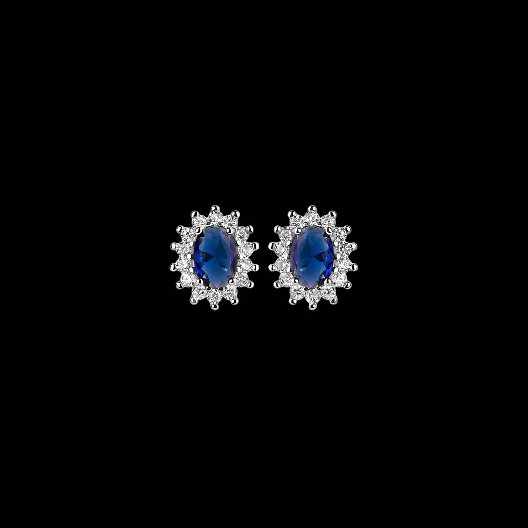 Pendientes Musa de plata y circonitas zafiro Diana Pendientes Musa de plata y circonitas zafiro Diana